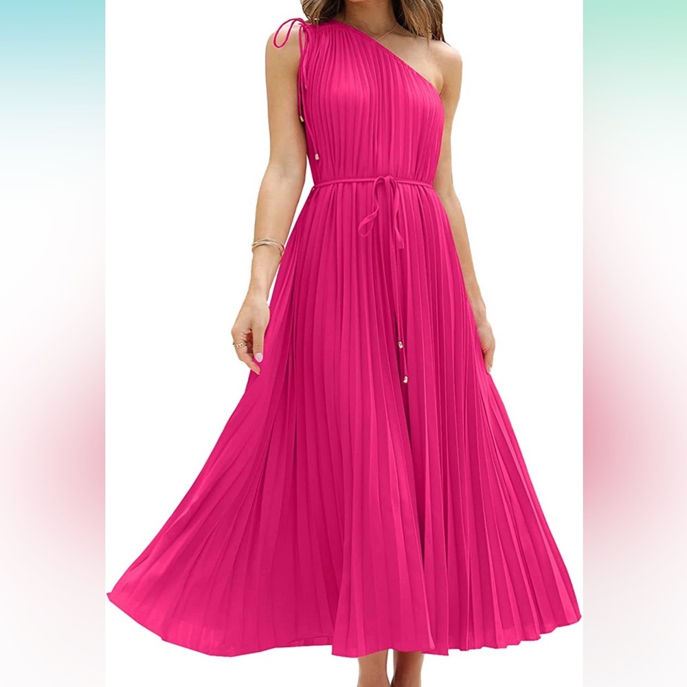 Hot pink pleated dress